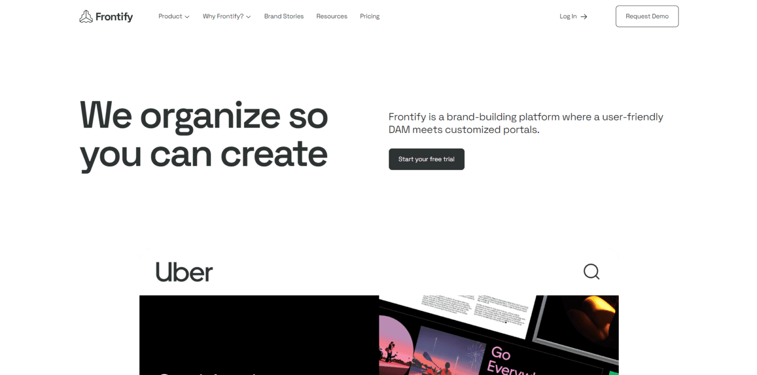 The Frontify homepage.