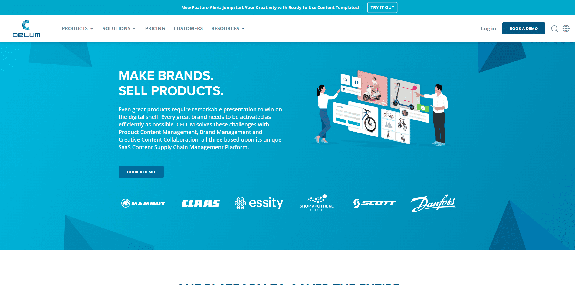The CELUM homepage says make brands sell products.