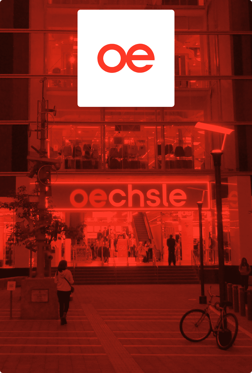 A person walks into an Oechsle store.